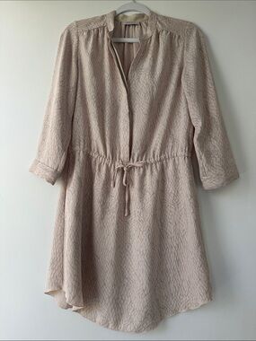 Babaton Aritzia Light Blush Drawstring Waist Shirt Dress Size Small